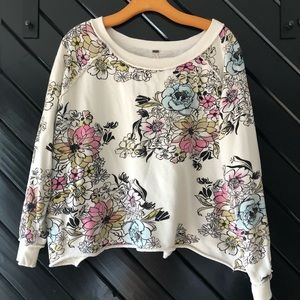 Free People floral cropped sweatshirt